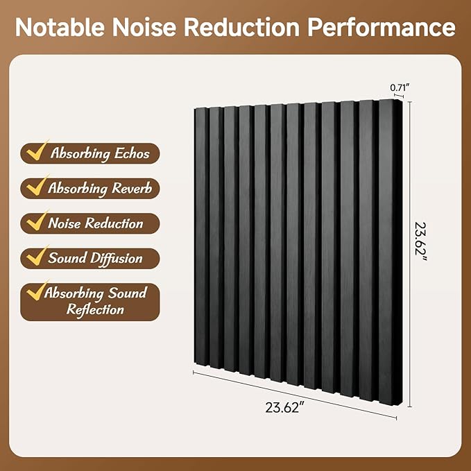 Acoustic Panels 4 Pack Self-Adhesive Upgrade, 23.62"X23.62" Sound Proof Wall