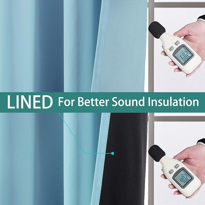 Yakamok 100% Blackout Curtains Energy Saving Thermal Insulated 2 Thick Layers