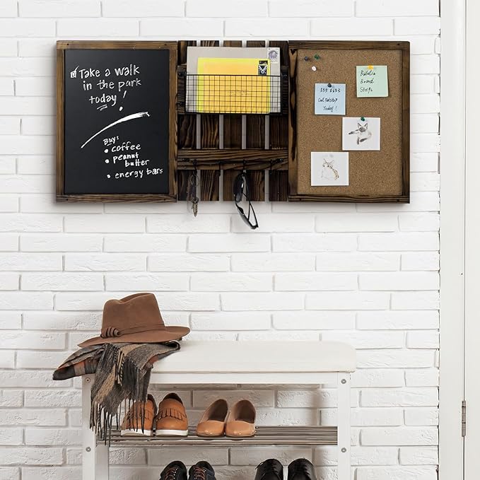 MyGift 3 Panel Wall Mounted Entryway Bulletin Board Combo Set
