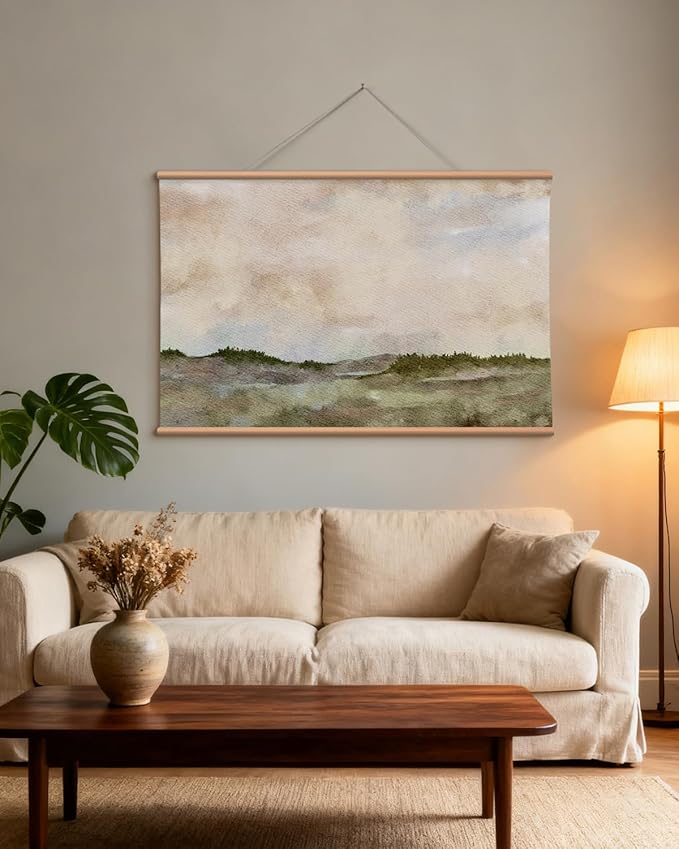 VIYYIEA Extra Large Canvas Wall Art, 36x54 Inch Minimalist Landscape Painting, Neutral Abstract Nature Wall Decor for Living Room or Bedroom, Above Sofa