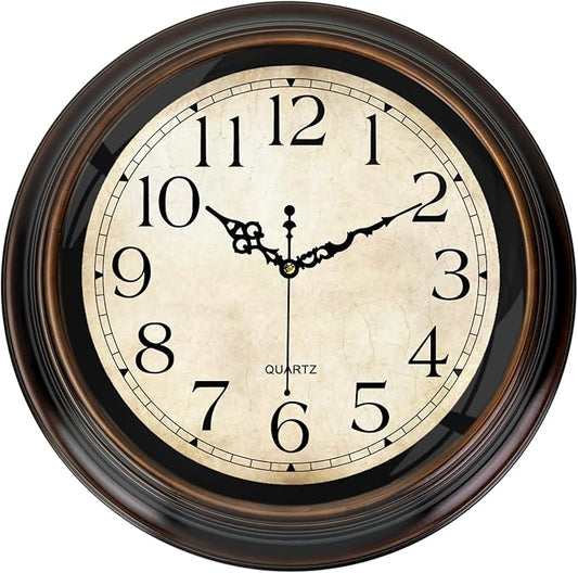 Vintage Wall Clock 16 Inch Quartz Silent Non-Ticking Analog Clock Battery