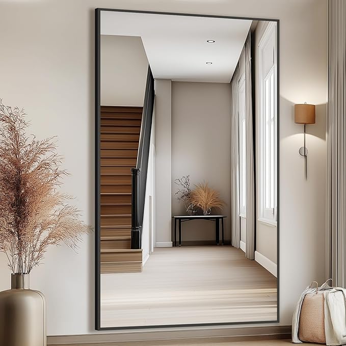Oversized Standing Mirror Full Length, Hanging or Wall Mounted, Tempered Glass