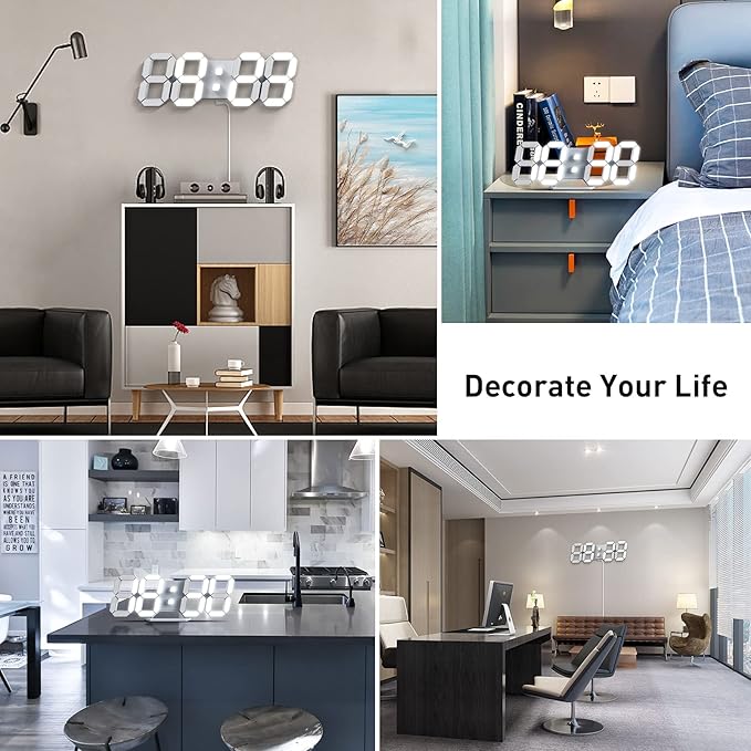 3D LED Digital Wall Clock/Desk Alarm Clock