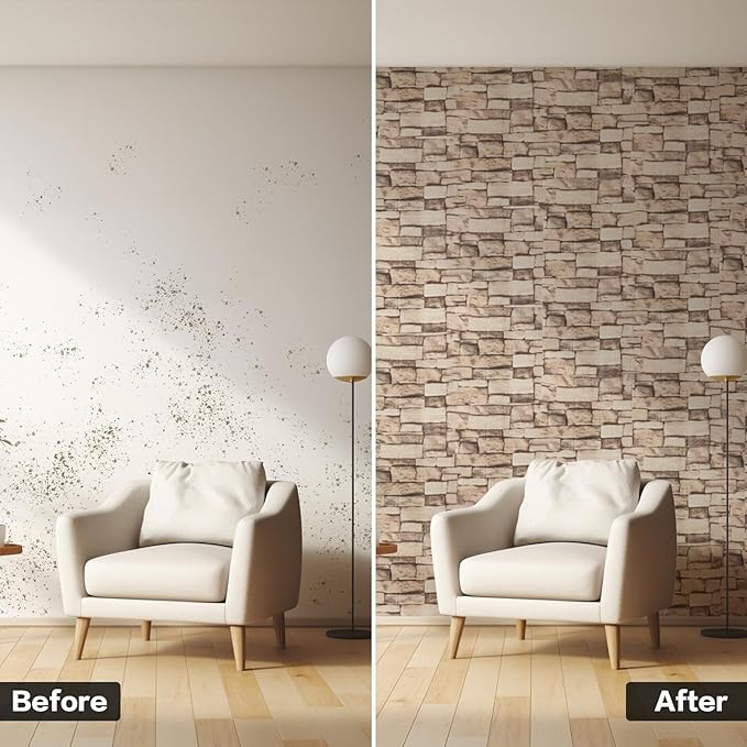 10PCS 3D Wall Panels Peel and Stick Foam, Self-Adhesive Decorative 3D Brick