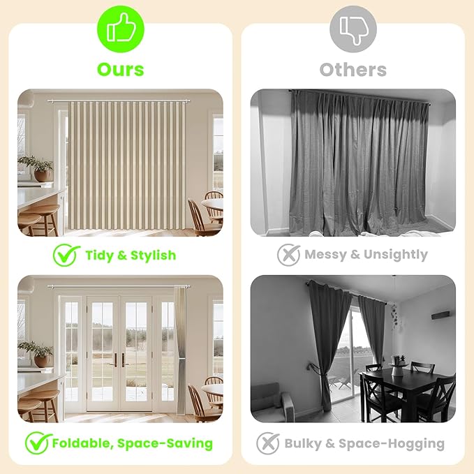 AJAZZ Blackout Accordion Door Curtain 98"x84" Cream Yellow