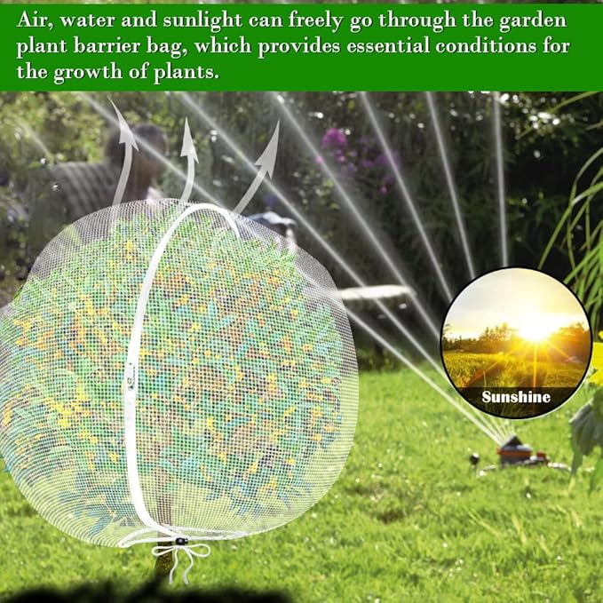 Fruit Tree Netting Covers with Zipper to Protect from Squirrels and Birds Large Netting for Fruit Trees Net Protection, White, 8' x 8', 1 Pack