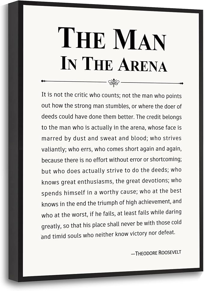 Howwii Inspirational Wall Art Office Decor The Man in the Arena Motivational