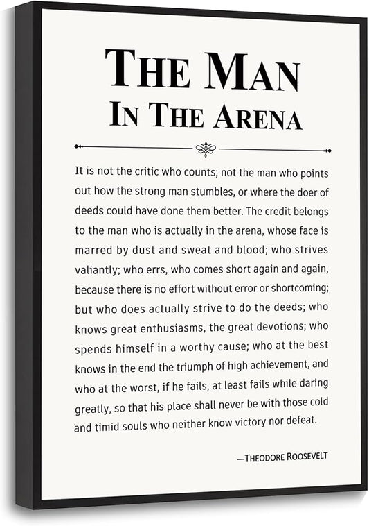 Howwii Inspirational Wall Art Office Decor The Man in the Arena Motivational
