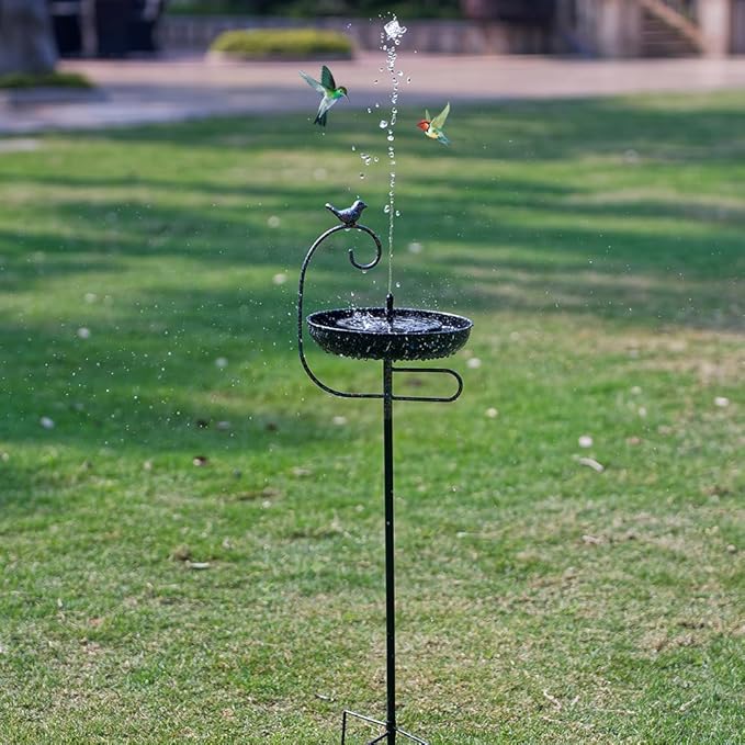 Bird Baths for Outdoors,Metal Bird Bath for Outside,Birdbath & Stand Bird Feeders with Metal Stake Gifts for Bird Lovers(Black)