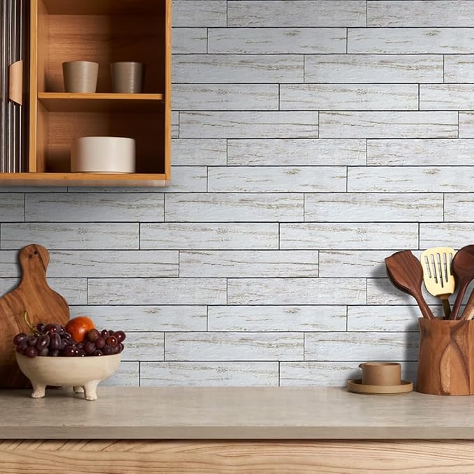 COMSTICKC Peel and Stick Faux Wood Wall Sticker Wall Panels, Not Real Wood
