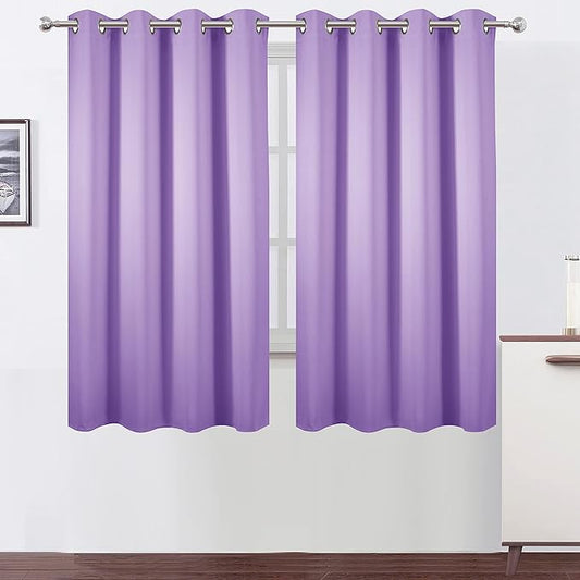 LEMOMO Lavender Blackout Curtains 52 x 63 Inch Length/Set of 2 Curtain