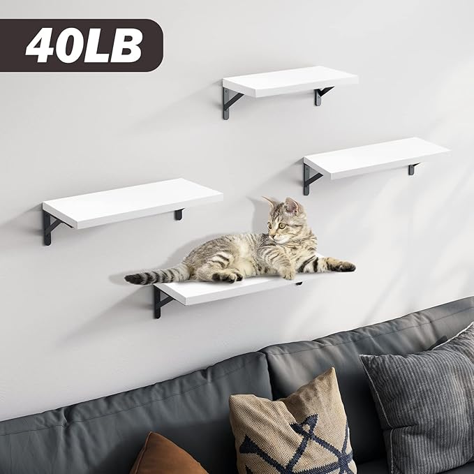 YGEOMER Floating Shelves for Wall, Different Sizes White Wall Shelves for