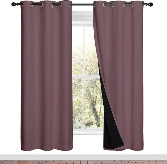 NICETOWN Full Shade Curtain Panels, Dry Rose, Pair of Thermal Insulated &