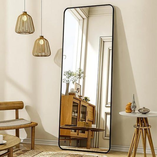 XRAMFY 56"x21" Floor Full Length Mirror Standing Full Body Rounded Corner