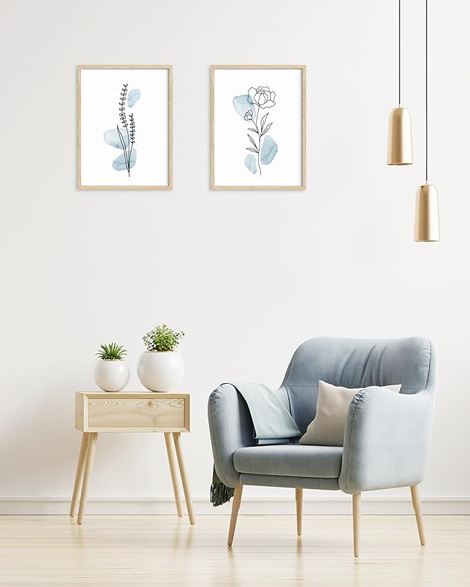 HesenDot Boho Art wall Décor, Botanical Print Set of 3, Abstract Line