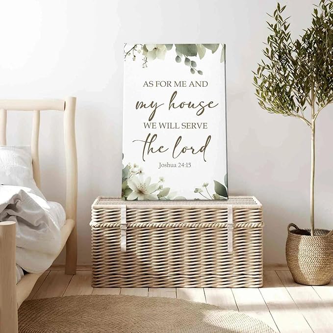 HIWX Christian Wall Decor, as for Me and My House Bible Verses Sage Green