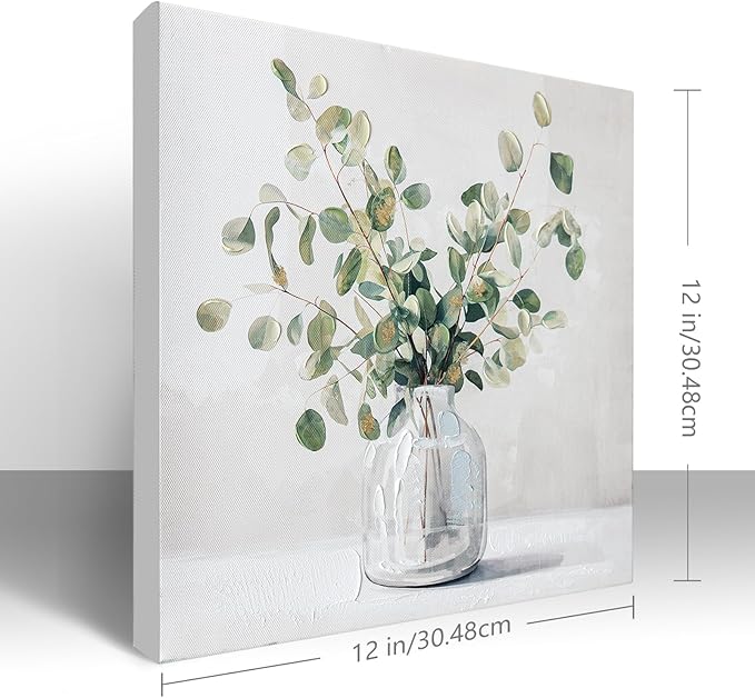 Eucalyptus Hand painted Canvas Wall Art, Eucalyptus Plant Painting Art Decor
