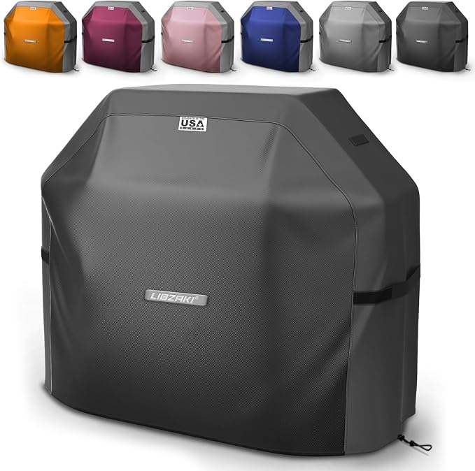 LIBZAKI Grill Cover 420D Waterproof, Weather Resistant, Rip-Proof, Anti-UV, Fade Resistant,Gas Grill Cover for Weber,Char Broil,Nexgrill Grills, etc.72 inches-Black