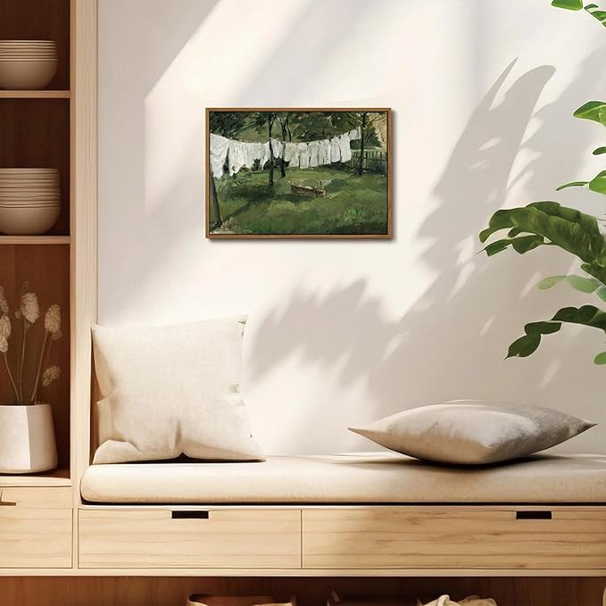 OIQArtOIQ Vintage Landscape Canvas Wall Art Framed Natural Scenery Painting