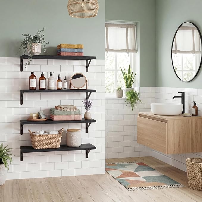 YGEOMER Floating Shelves for Wall, 23in Black Wall Shelves for Living Room