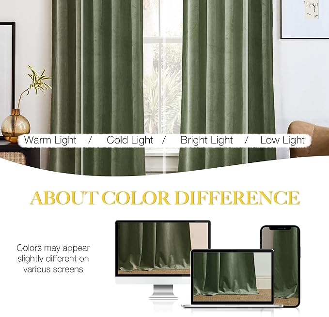 NICETOWN Sage Green Room Darkening Curtains & Drapes 120 inches Long 2 Panels