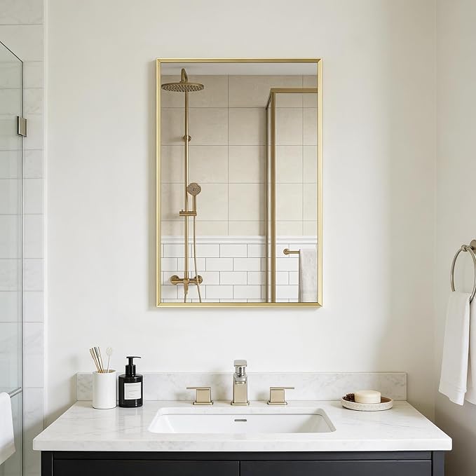 BOMINICA Brushed Gold Bathroom Mirror