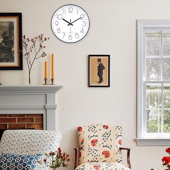 Wall Clock 12 Inch Silent Non-Ticking Modern Wall Clocks Battery Operated