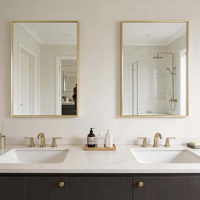 BOMINICA Brushed Gold Bathroom Mirror