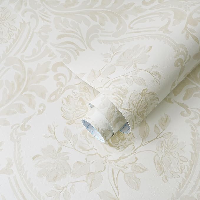 Ismoon Floral Peel and Stick Wallpaper Vintage Beige Contact Paper Boho