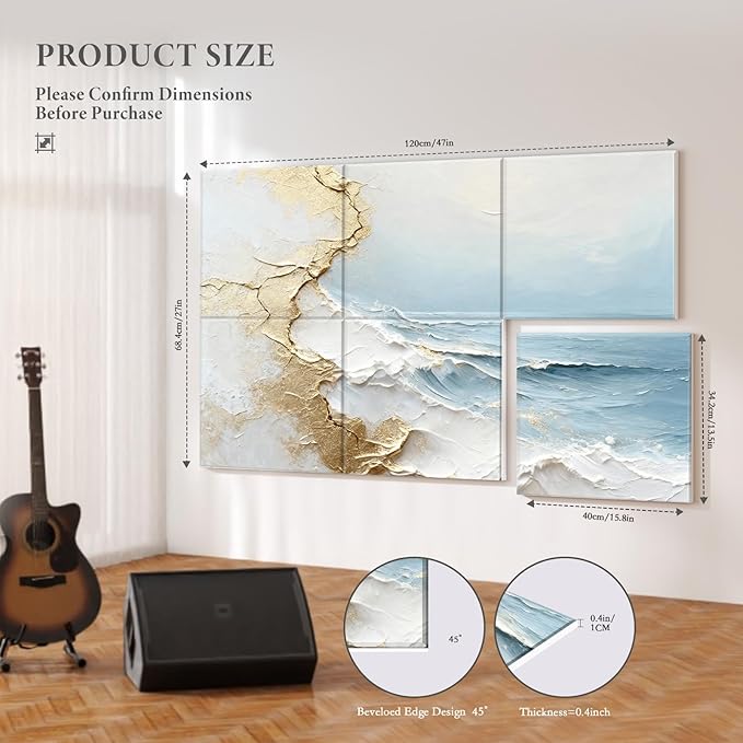 JBER Acoustical Wall Panels, 47.2×27 Inches Art Acoustic Panels, Decorative
