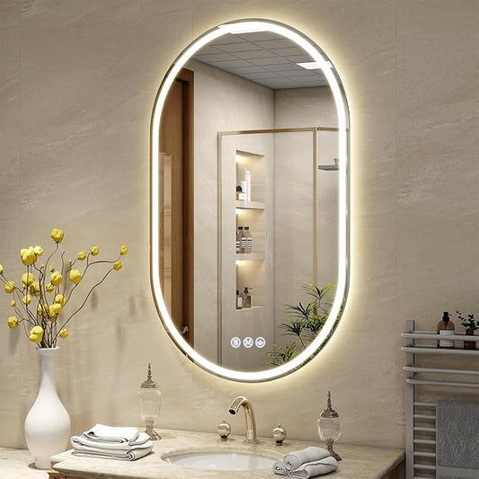 BEAUTYPEAK 40x24 LED Oval Bathroom Mirror