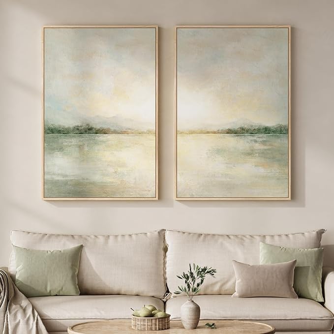 Framed Sage Green Abstract Wall Art