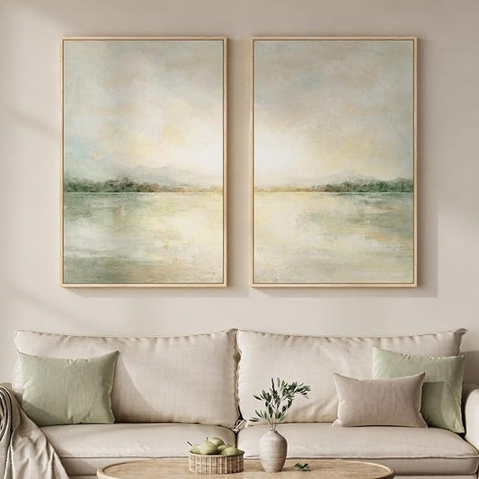Framed Sage Green Abstract Wall Art