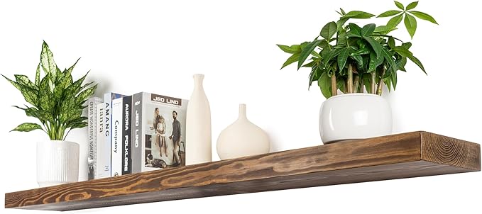 Rusitc Floating Shelves 48 inch Long 8 "deep Set of 1, Heavy Duty Wood Wall