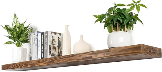 Rusitc Floating Shelves 48 inch Long 8 "deep Set of 1, Heavy Duty Wood Wall