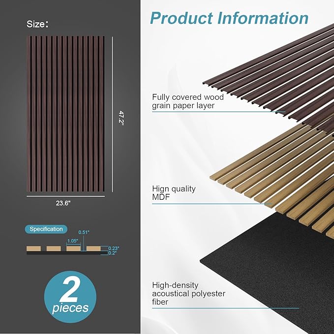 Wood Slat Acoustic Wall Panels-3D Fluted Sound Absorbing Panel