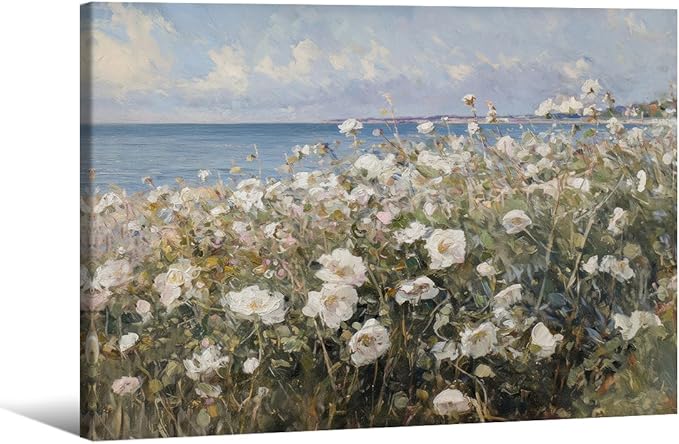 Nature Landscape Wall Art Coastal Wildflower Poster 12X16 inch Framed French