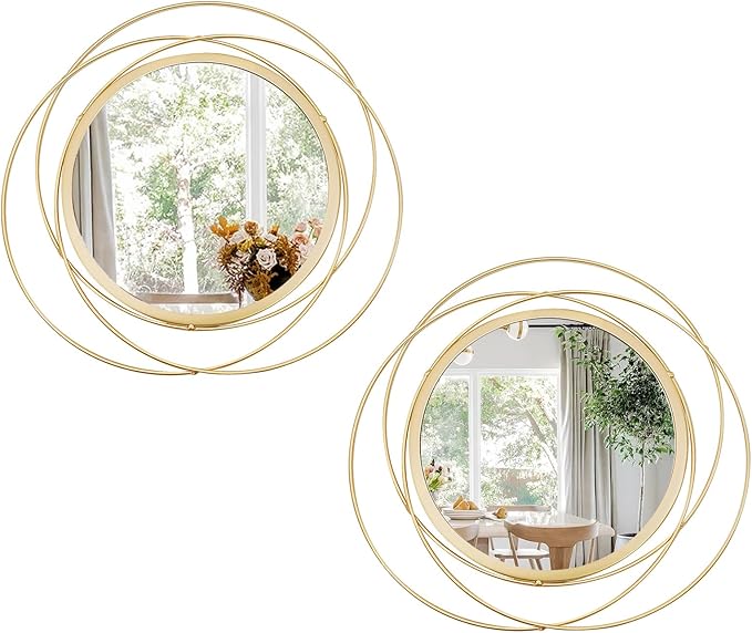 2 Set. Circle Mirrors for Wall Decor for Living Room Bedroom Bathroom Entryway