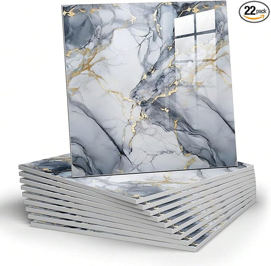 Chejiaye 22pcs Marble Peel and Stick Backsplash Surface Waterproof Wall Panels