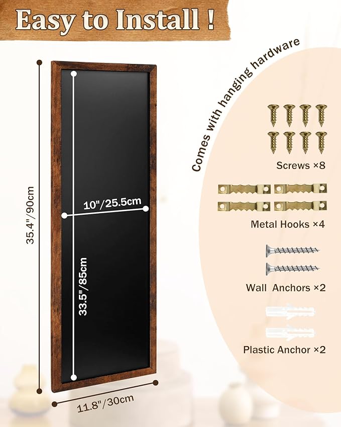 Magnetic Chalkboard for Wall, Long Chalk Board, Wall Hanging Menu for Restaurant