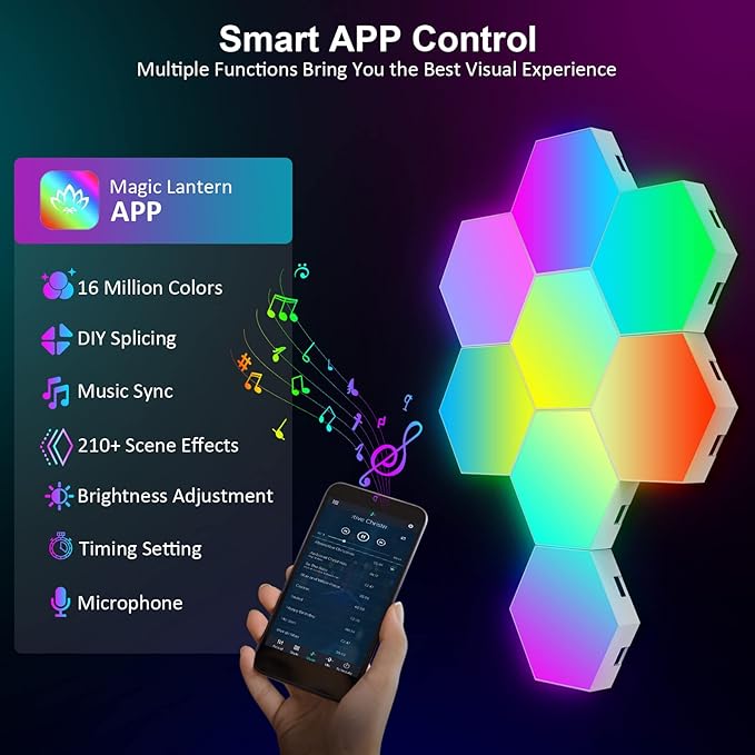 OJQ 8 Pack Hexagon Lights Wall RGB Panel