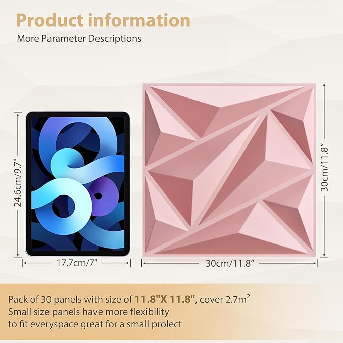 Heikki 30 Pack 3D Wall Panel for Interior Wall Décor, PVC Flower Textured Wall