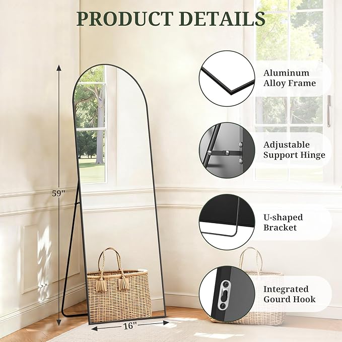 Mirror Full Length 59"x16" Full Body Floor Mirror