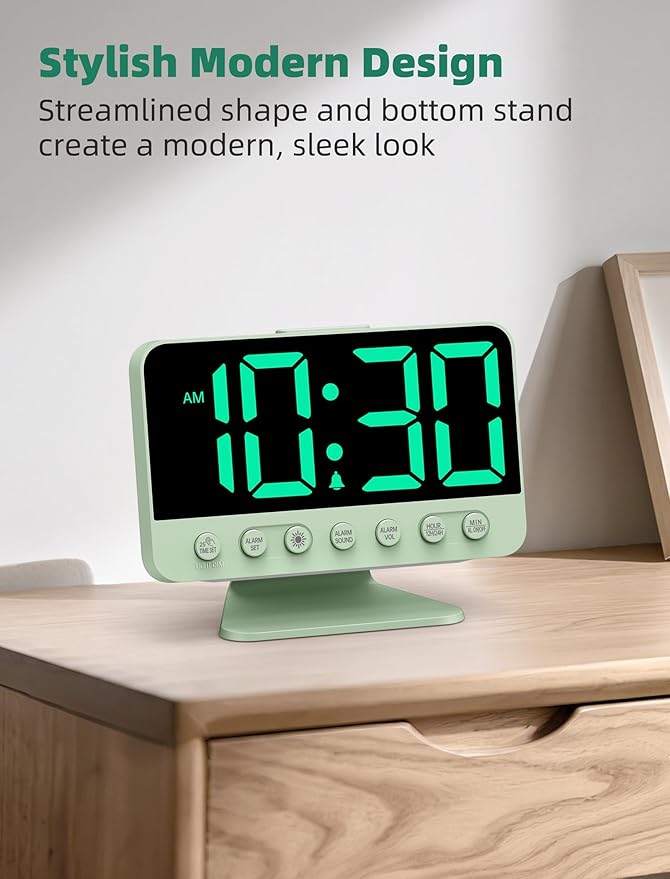 Odokee Digital Alarm Clocks for Bedrooms: Large Bold Number 5 Brightness Dimmer