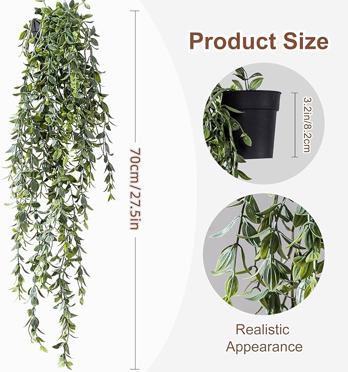 Artificial Hanging Plant 2 Pcs Faux Plant Ivy Vine Faux Eucalyptus Vines Fake