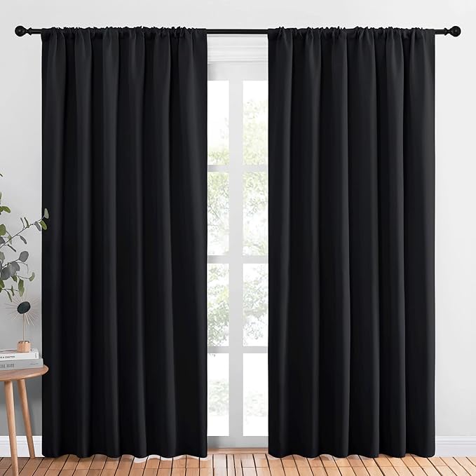 NICETOWN Black Blackout Curtain Blinds