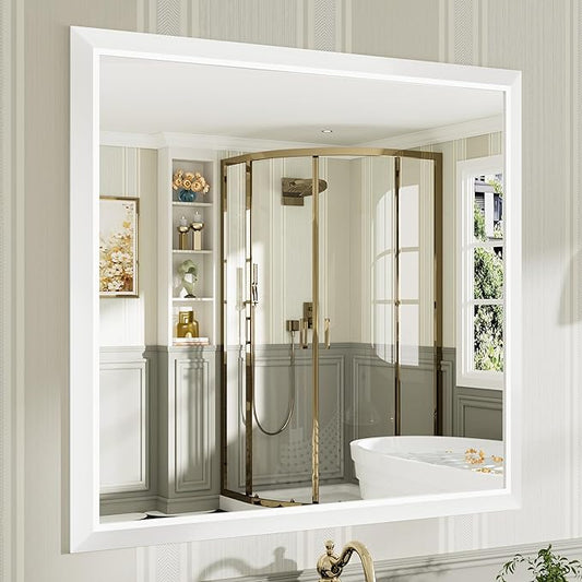 40x38 Inch White Bathroom Mirror