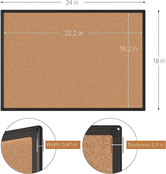 Cork Board Bulletin Board 24 x 18, Office Board