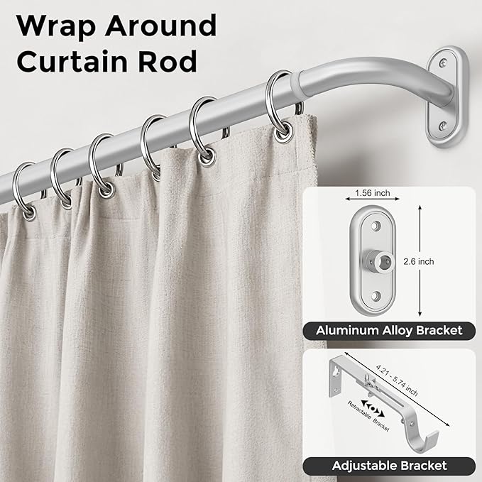 Curtain Rods 32-46 Inch, 1 Inch Adjustable Heavy Duty Room Darkening Window