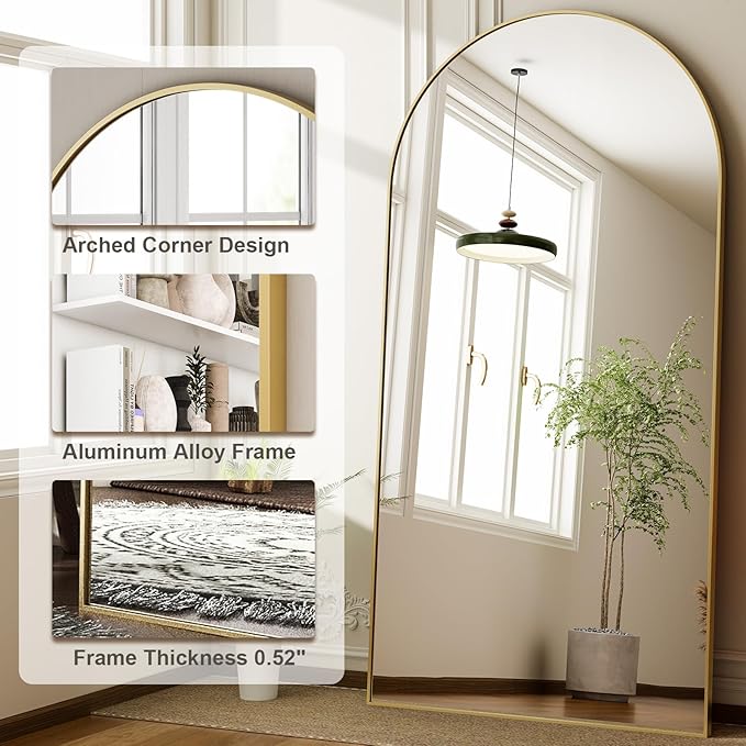 HARRITPURE 71"x30" Arched Full Length Mirror Free Standing Leaning Hanging